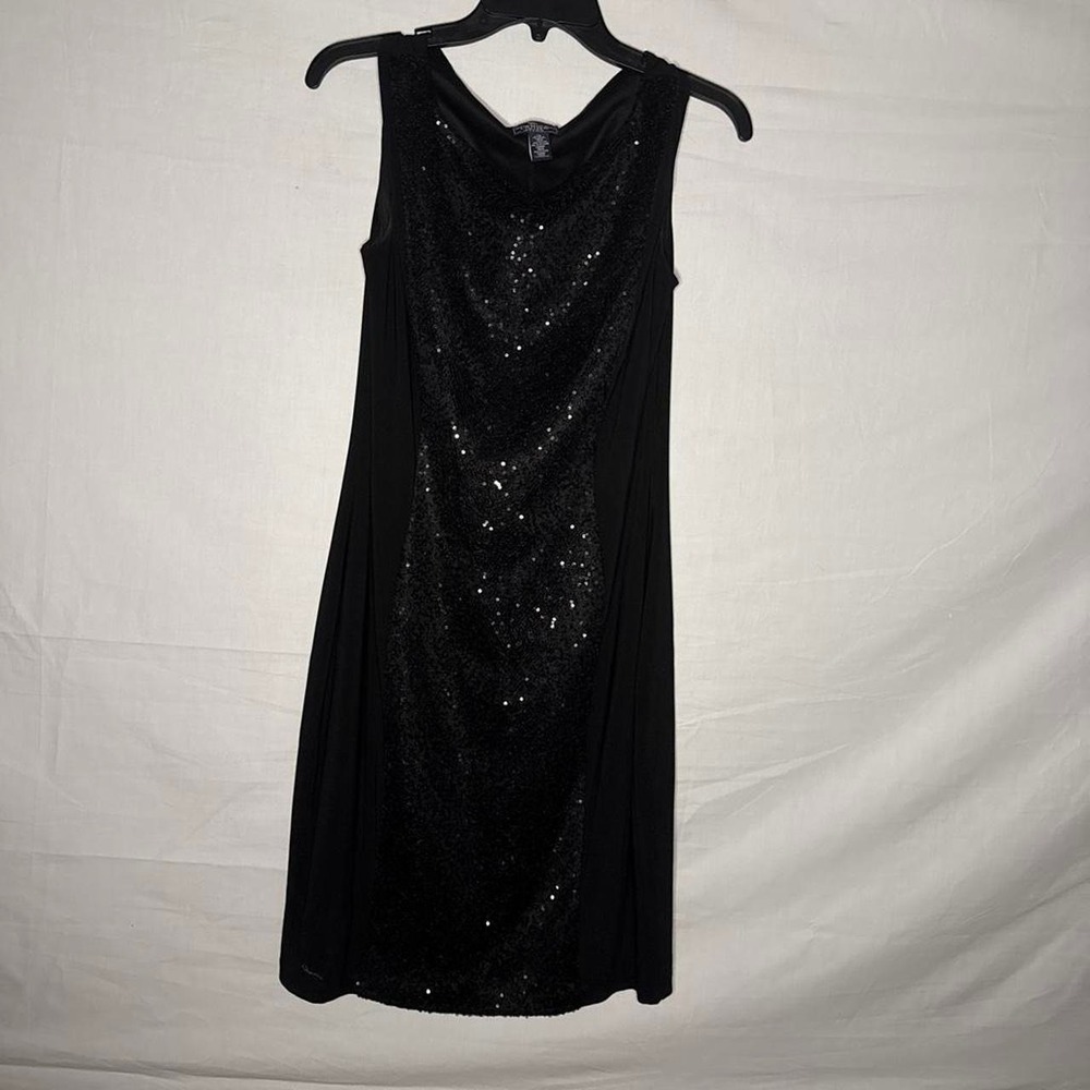 American Living black sequin dress with black sequins down the center. size 10.